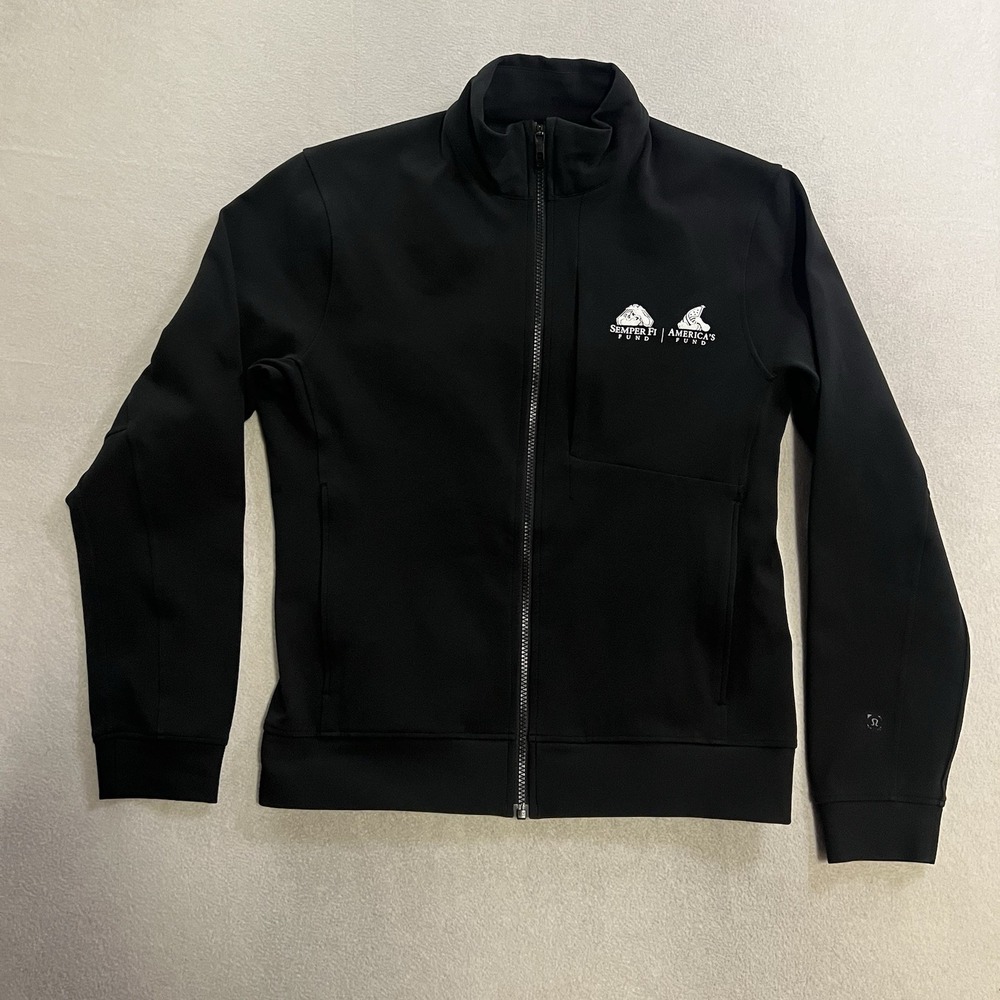 Lululemon Jacket Men's Medium Black Stretch  Full Zip Sojourn Track Zip Pockets